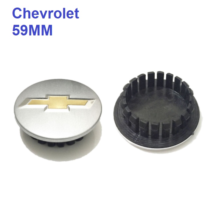 Logo chụp mâm, ốp vành lazang bánh xe ô tô Chevrolet, đường kính 59mm, chất liệu hợp kim nhôm