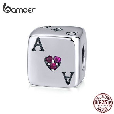 Hạt trang sức BAMOER SCC1440 làm từ bạc 925 hình viên xí ngầu khu rừng ma thuật độc đáo