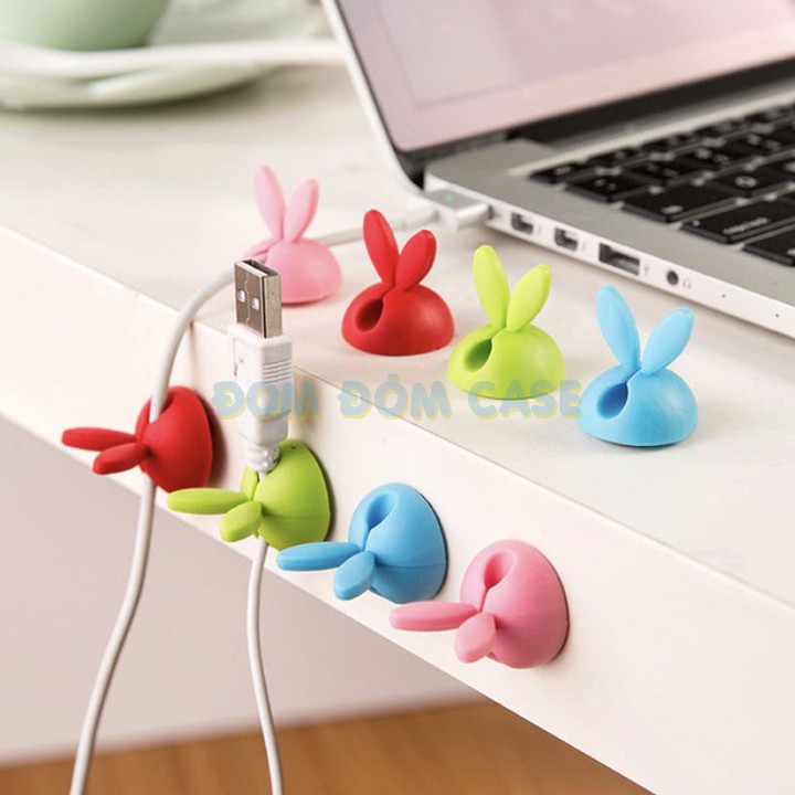 Combo 4 nút giữ dây điện hình tai thỏ cute , chống rối chống xoắn dây cho cáp sạc , cáp máy in | BigBuy360 - bigbuy360.vn