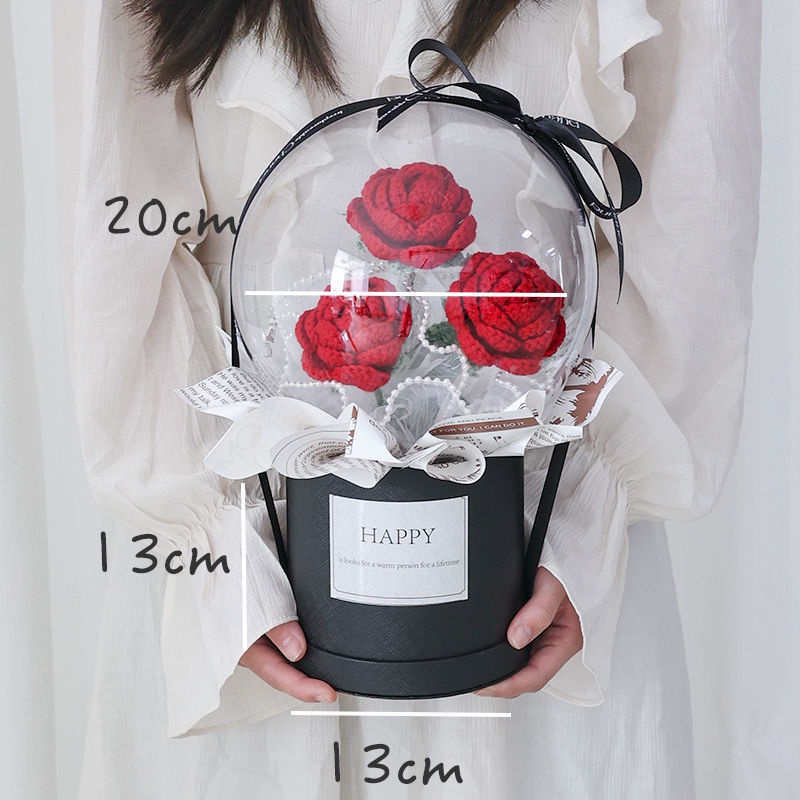 [Không Hoàn Thiện Sản Phẩm] Xô Đựng Hoa Hồng Đan Len Thủ Công Sáng Tạo Làm Quà Sinh Nhật Cho Bạn Gái