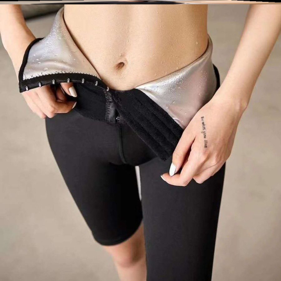 Quần Legging Thể Thao FINETOO Cạp Cao Ôm Sát Phối Nút Cài Cho Nữ Chạy Bộ Tập Thể Hình