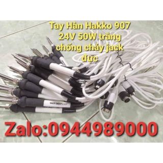 Tay Hàn Hakko 907 24V 50W trắng chống cháy jack đực