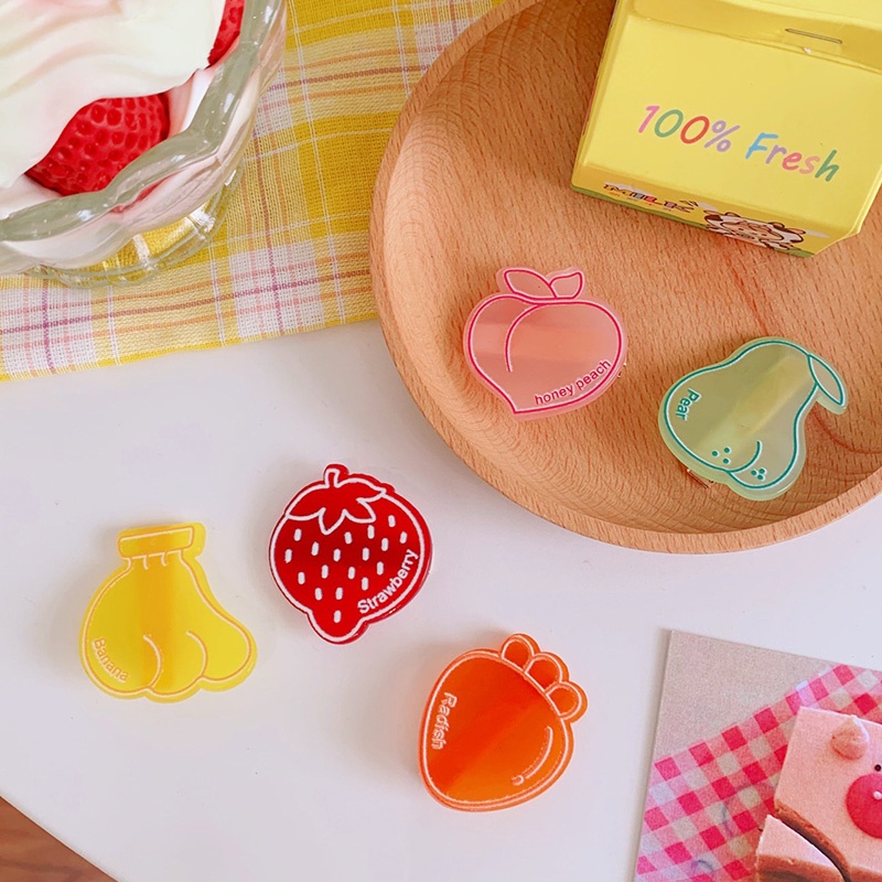 1 Kẹp Tóc Mỏ Vịt Hình Trái Cây Hoạt Hình Dễ Thương Cho Bé Gái