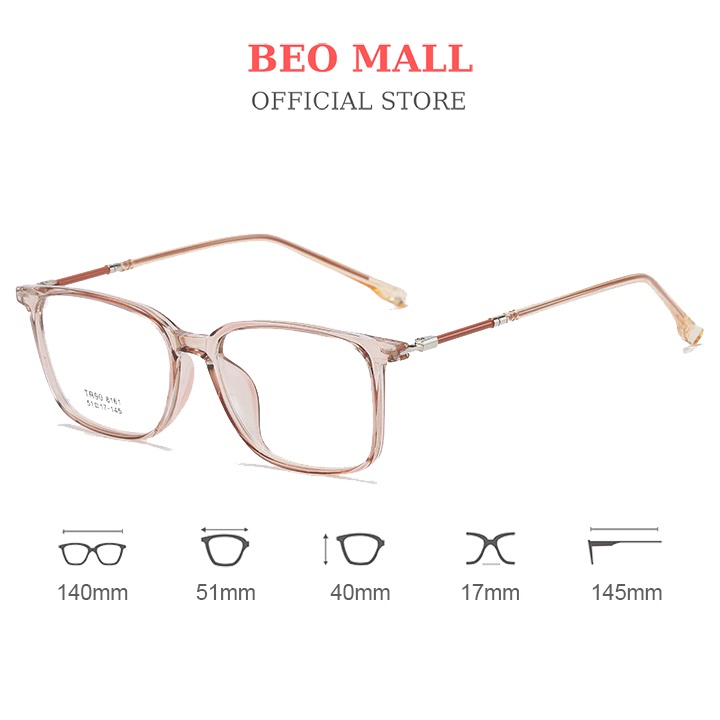 Gọng kính vuông BEOMALL kiểu dáng unisex thiết kế tinh tế và thời thượng nhất chất liệu cao cấp 8161