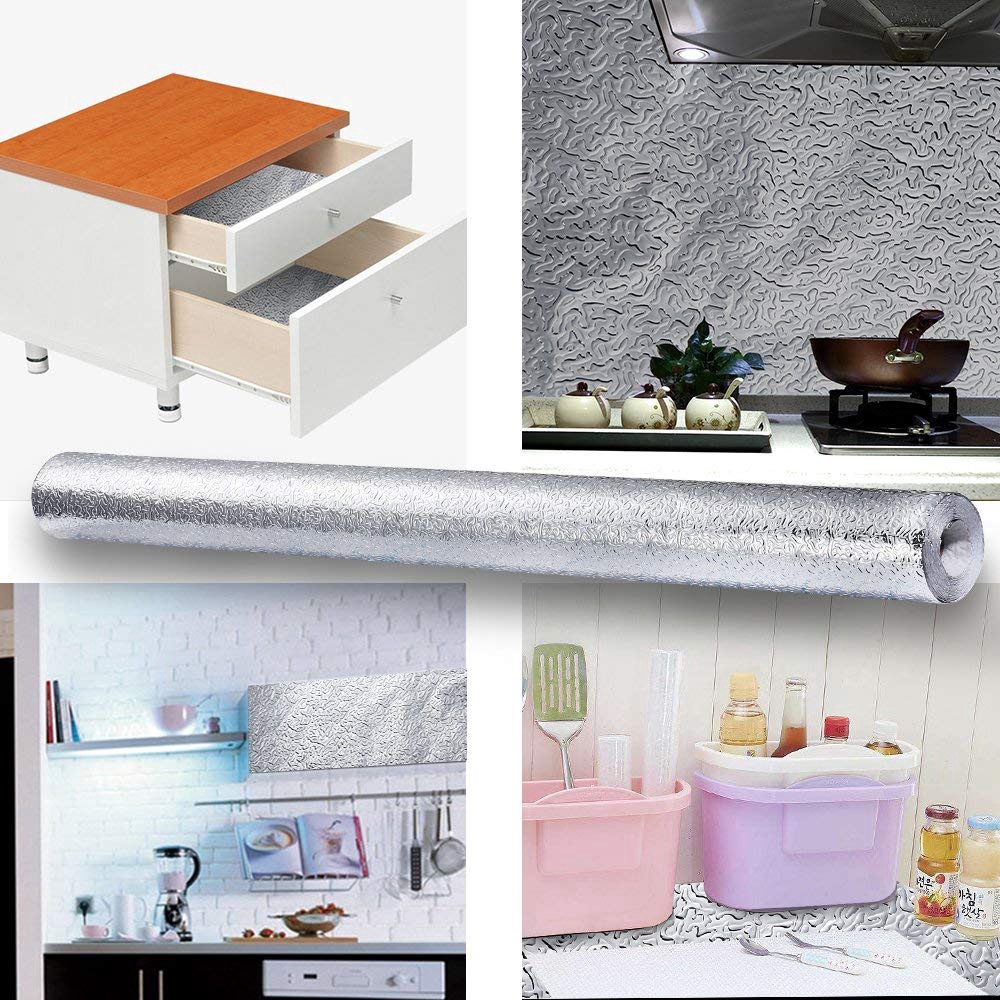 Giấy Dán Tường Bằng Màng Nhôm Chống Thấm Nước / Dầu Đa Năng Tiện Dụng Cho Nhà Bếp DIY