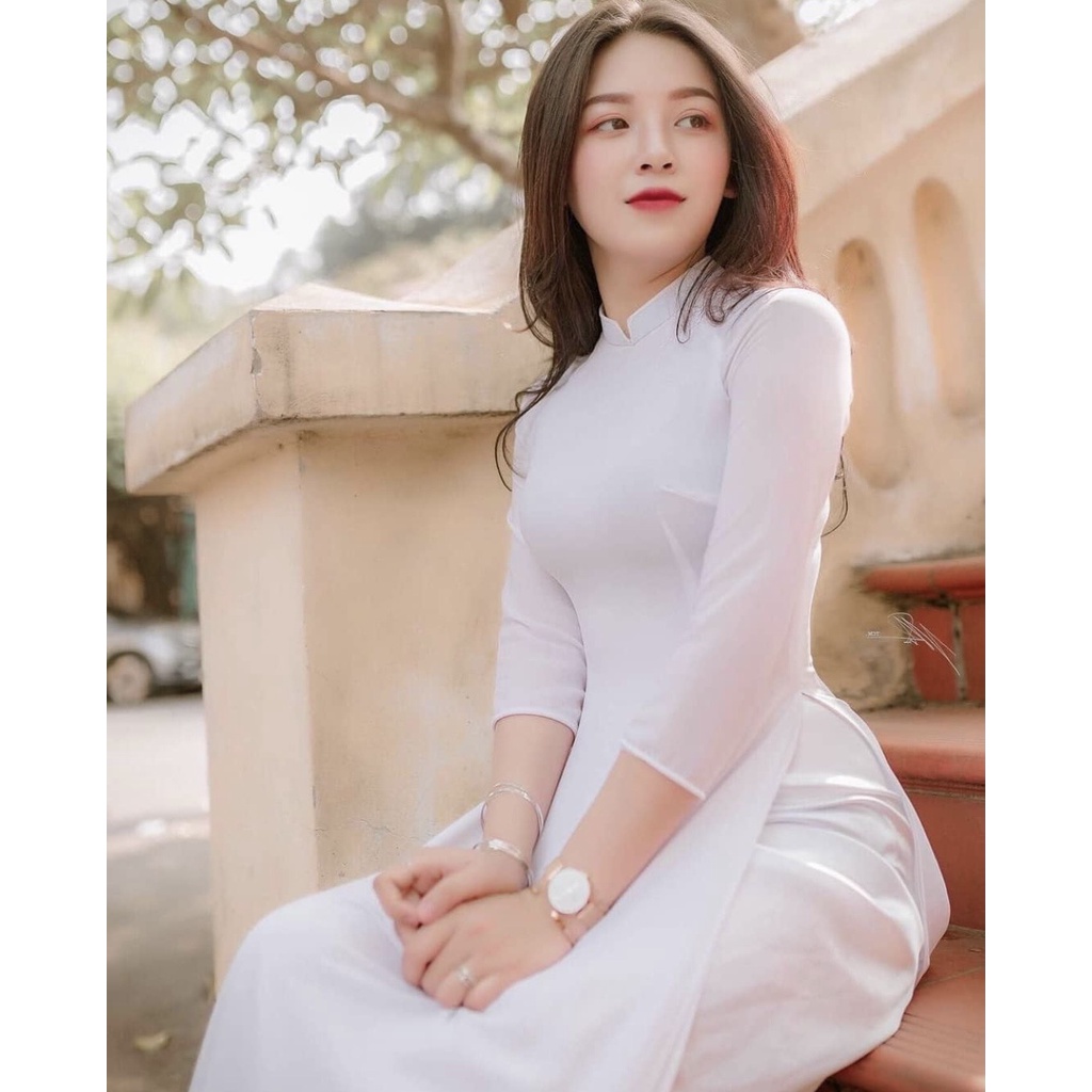 Áo dài trắng chất vải lụa 💥 HÀNG CAO CẤP 💥 áo dài truyền thống 4 tà đẹp duyên dáng yêu kiều | BigBuy360 - bigbuy360.vn