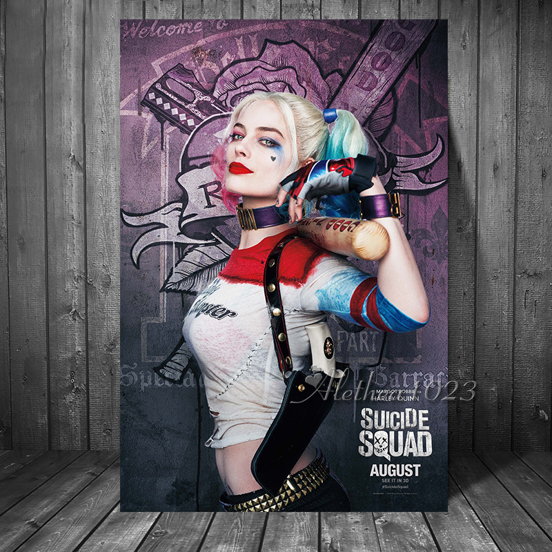 Tranh Treo Tường Khung Gỗ Hình Joker Phim Suicide Squad Dc