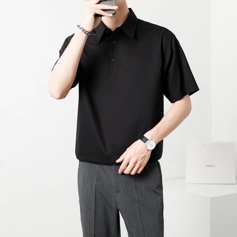 Áo Thun polo Kẻ Sọc Dáng Rộng Ngắn Tay Thời Trang Mùa Hè Hàn Quốc Dành Cho Nam M-2XL 3 Màu Cá Tính