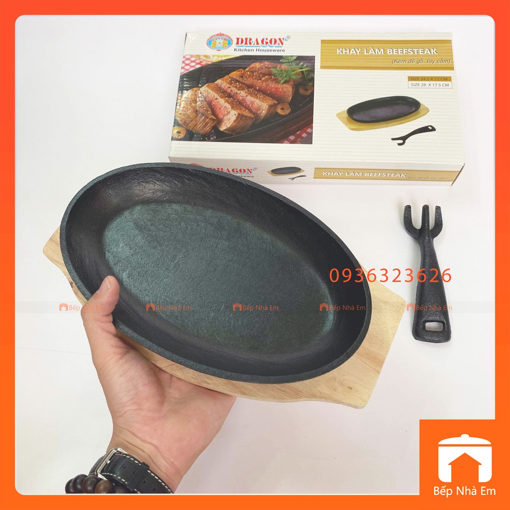 Bộ Khay Làm Beefsteak Oval Có Đế và Tay Cầm Vạn Lợi Cao Cấp - Hàng VIệt Nam Sản Xuất