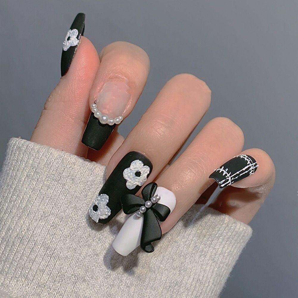 QQMALL Phụ Kiện Nơ Ruy Băng 3D Trang Trí Móng Tay Nghệ Thuật