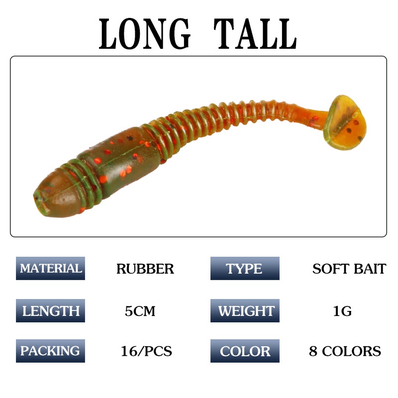 Set 10 Mồi Sâu Giả Mềm Câu Cá 5cm 1g