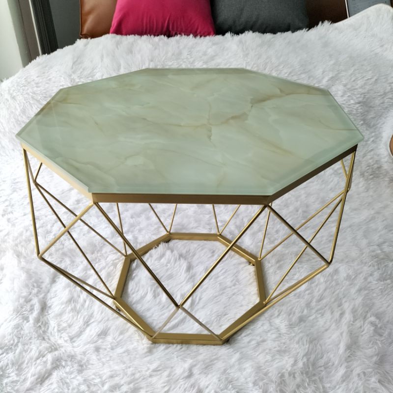 Bàn sofa cao 45cm  - Bàn kim cương kính cường lực sơn tĩnh điện