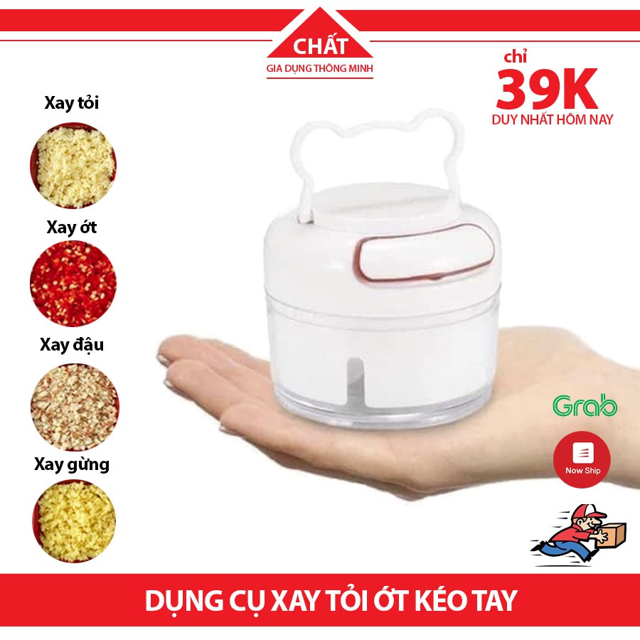 Máy xay tỏi ớt kéo tay mini đồ dùng nhà bếp chuyên dụng - Máy xay tỏi ớt, gừng, rau củ quả mini nhỏ gọn tiện lợi