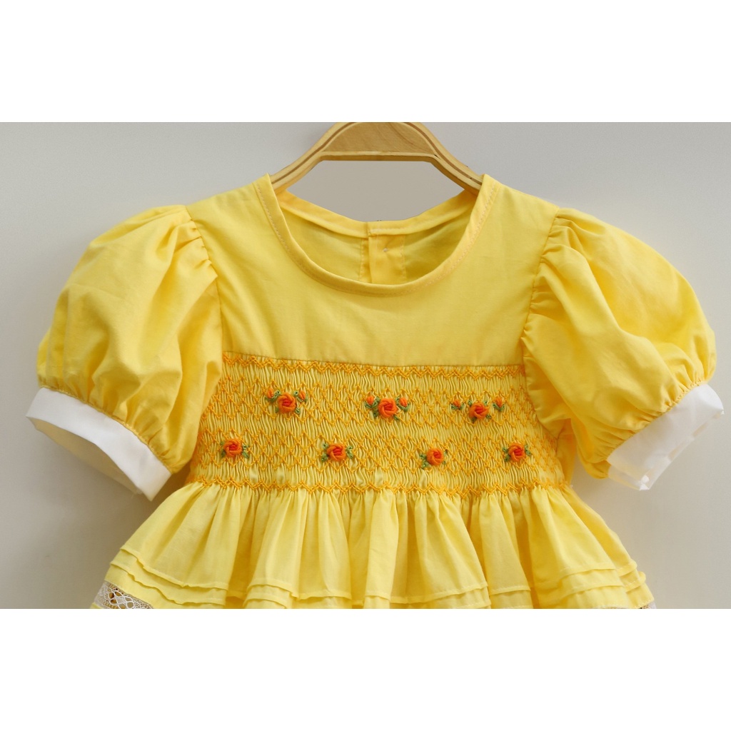ĐẦM SMOCK VÀNG MIX REN VÁY