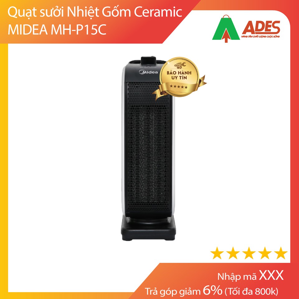 Quạt sưởi nhiệt MIDEA MH-P15C - Gốm Ceramic không đốt oxi, không chói mắt, không khô da - Full box NEW 2021