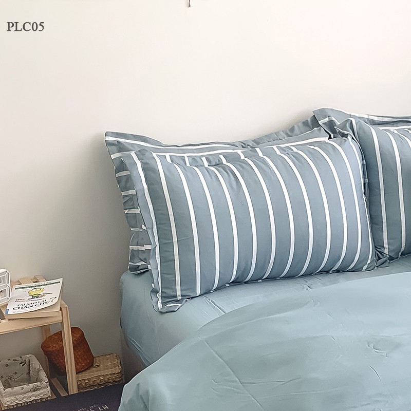 Bộ chăn ga gối Poly Cotton REE Bedding PLC05 sọc xanh đủ size giường nệm