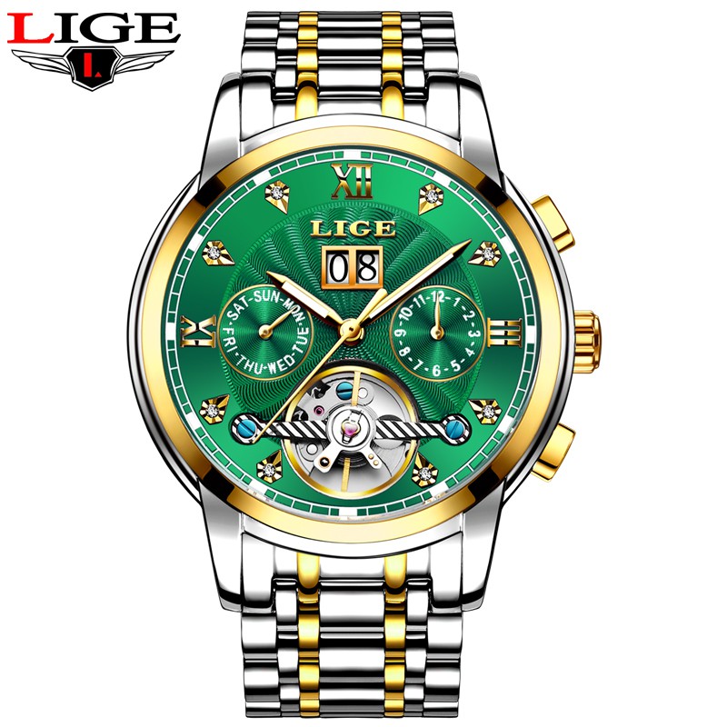 LIGE Đồng Hồ Cơ Tự Động Sang Trọng Cho Nam