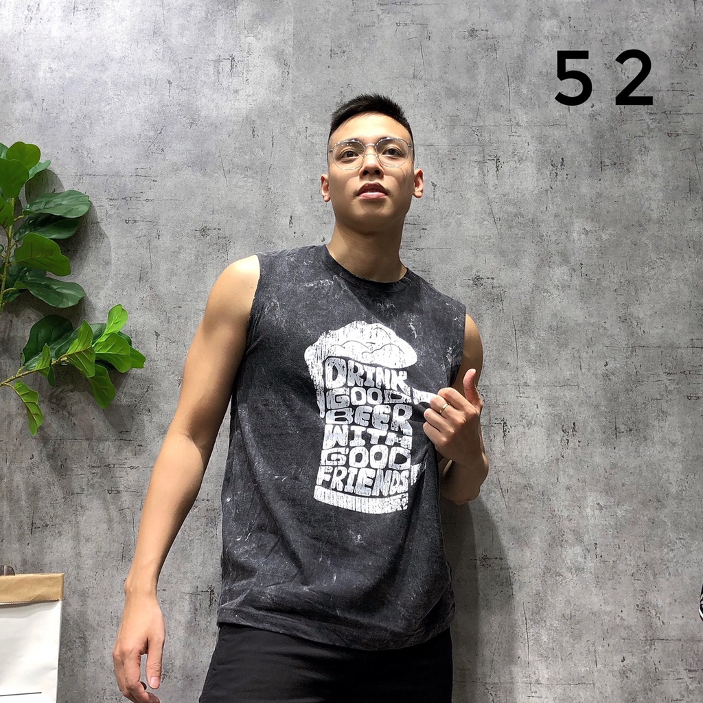 Áo ba lỗ gym big size tanktop sát nách thể thao cotton họa tiết đầu lâu cao cấp thái lan SNTL size L