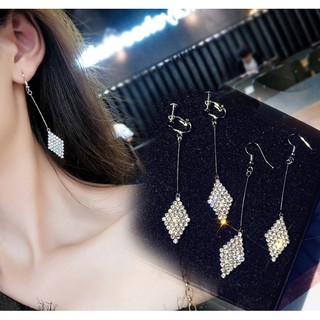 [FLASH SALE] Bông Tai Nữ Dáng Dài Hình Thoi Đính Đá Thời Trang Giá Rẻ