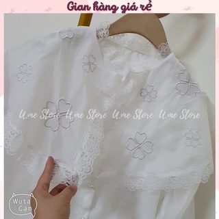 com bo áo sơ mi kiểu + váy xanh