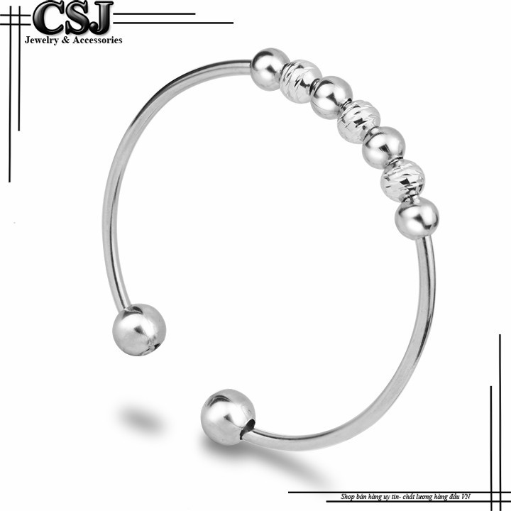 VÒNG TAY NỮ INOX HỞ HAI ĐẦU BI ĐẸP KHÔNG ĐEN LT247 Pitaca