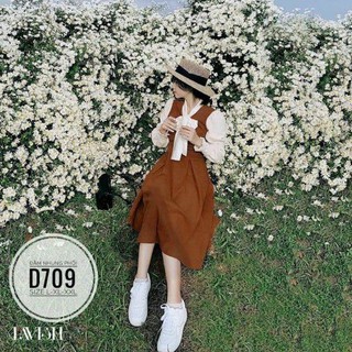 60-90kg bigsize đầm nhung phối nơ cổ d709