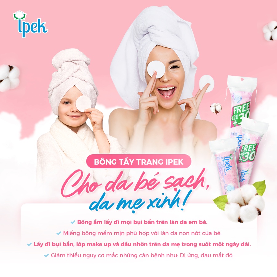 Bông Tẩy Trang Ipek Klasik Cotton Pads (80 miếng - 130 miếng)