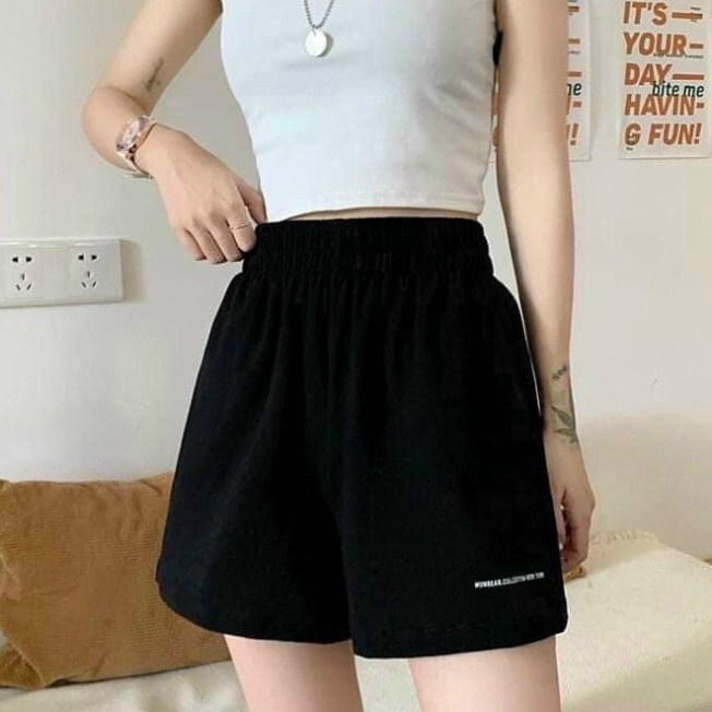 Quần đùi nữ in chữ nhỏ cạp chun đẹp - Short thun ngắn mặc ở nhà thoải mái  cá tính ulzzang ( Ảnh Thật SP ) | BigBuy360 - bigbuy360.vn