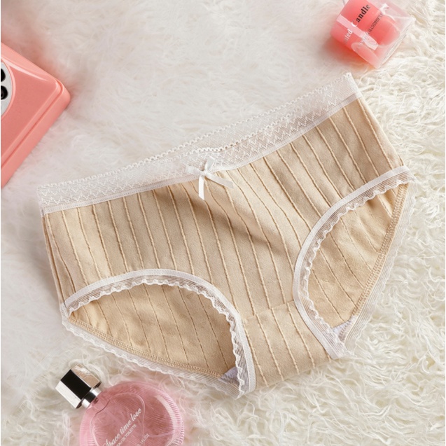 Quần lót nữ Cotton gân tăm đính nơ viền ren dễ thương có chọn size chọn màu QL13 | BigBuy360 - bigbuy360.vn