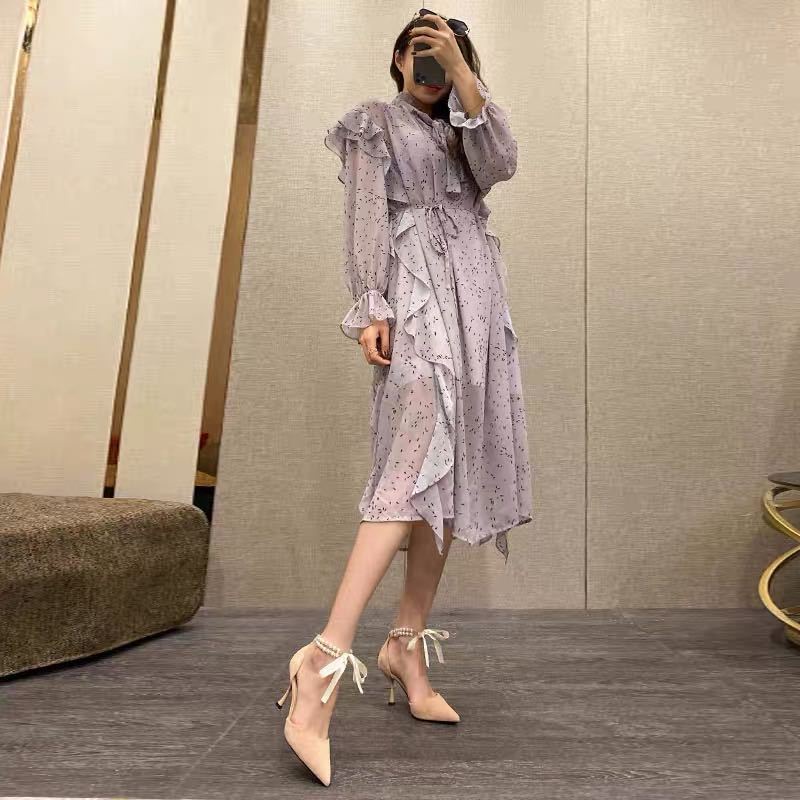 Giày cao gót màu đen thời trang xuân thu quyến rũ cho nữ 7cm