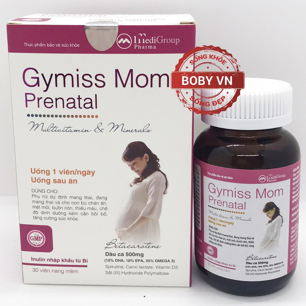 Gymiss mom prenatal - Vitamin tổng hợp &amp; DHA cho bà bầu (Hộp 30 viên)