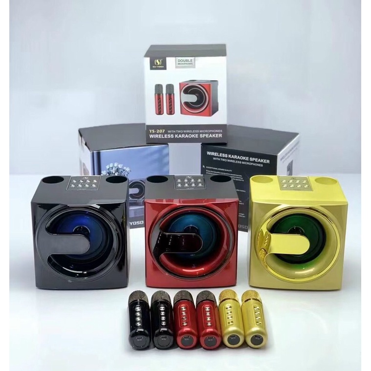 Loa Karaoke Bluetooth Mini.Kiểu Dáng Nhỏ Gọn,Tích Hợp Đèn Led.Tặng Kèm 2 Micro Không Dây
