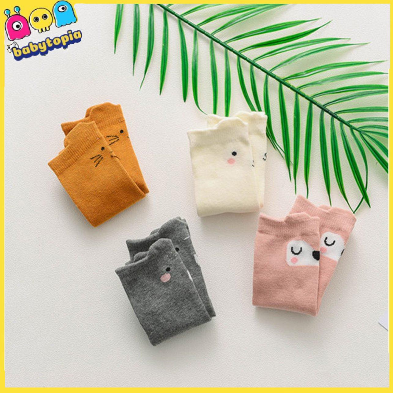 Đôi vớ cổ dài chống trượt bằng cotton co giãn thời trang thu đông cho bé