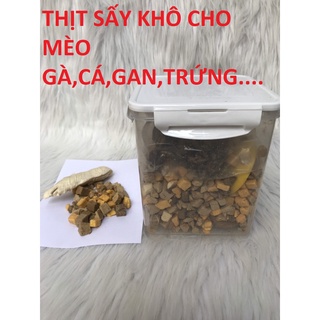 Thịt sấy khô cho mèo ức gà, chim cút, trứng, gan, cá hộp 670gr