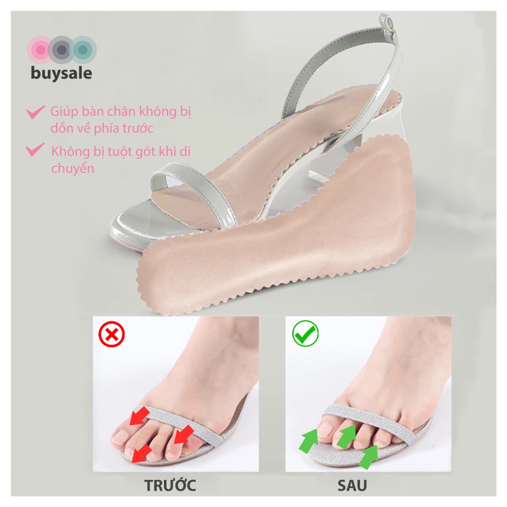 1 cặp lót giày sandal, giày cao gót chất liệu mút EVA ép mặt da, có kéo dán chống trượt - BuySales - BSPK273