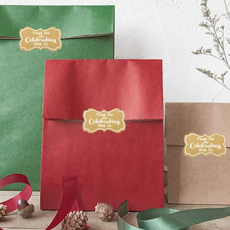 500 Nhãn Dán Chữ Thank You for Celebrating with Us Trang Trí Bao Lì Xì Năm Mới