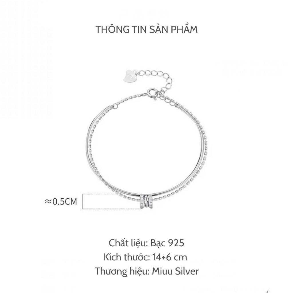 Vòng tay nữ bạc 925 Miuu Silver, lắc tay bạc layer Lality