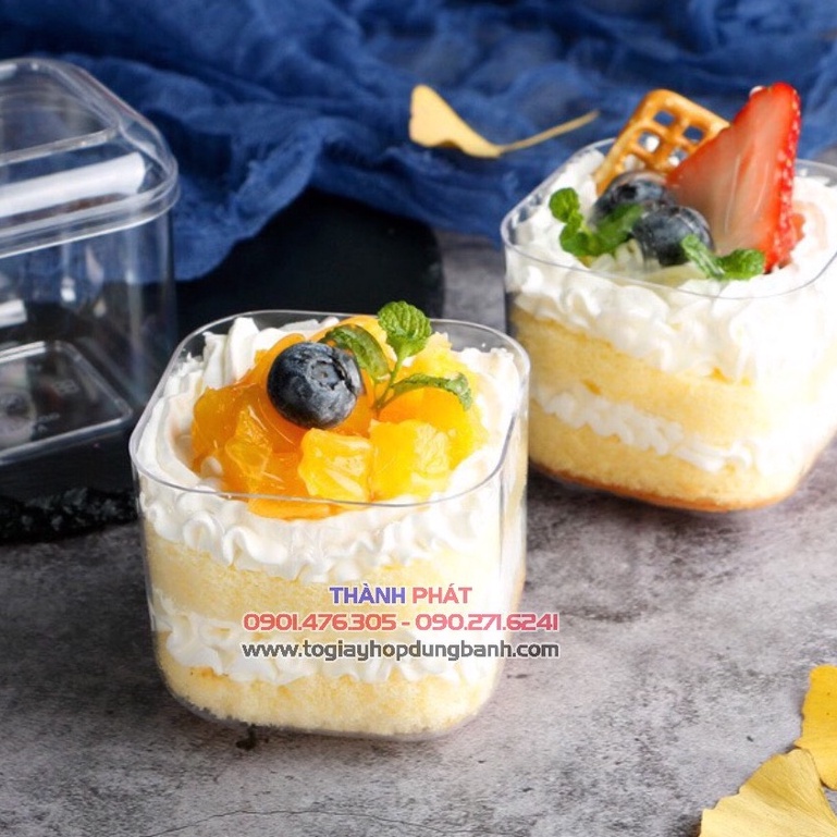 20 Hộp mica vuông đựng bánh lạnh tiramisu, panna cotta, mousse GD-2013
