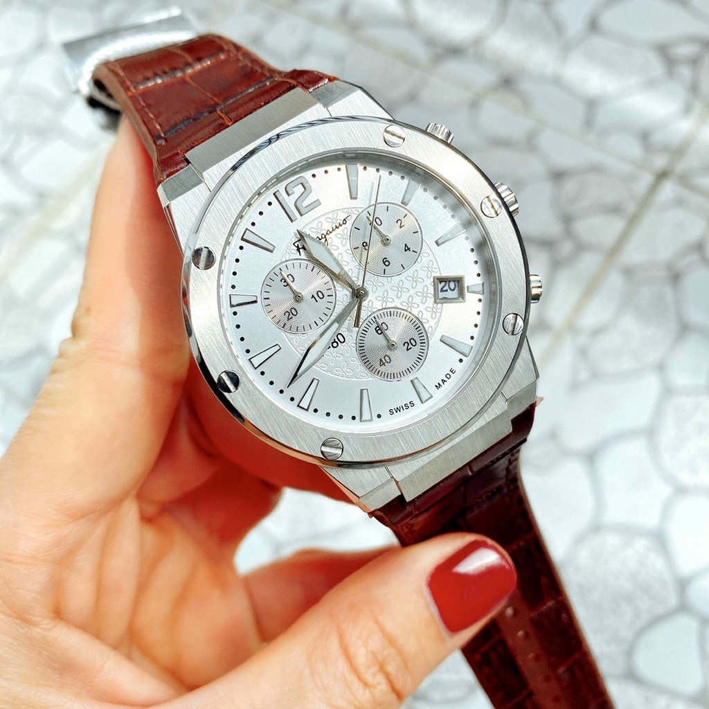 Đồng Hồ Nam Ferragamo F-80 Classic - Máy Pin - Dây Da Cao Su , dây thép Size 43mm