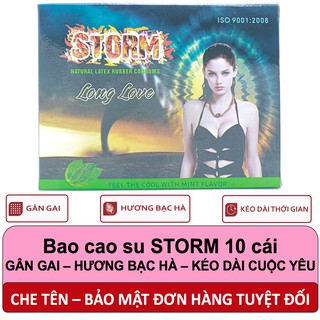 Bao cao su STORM gân gai - hương bạc hà - kéo dài cuộc yêu hộp 10 cái