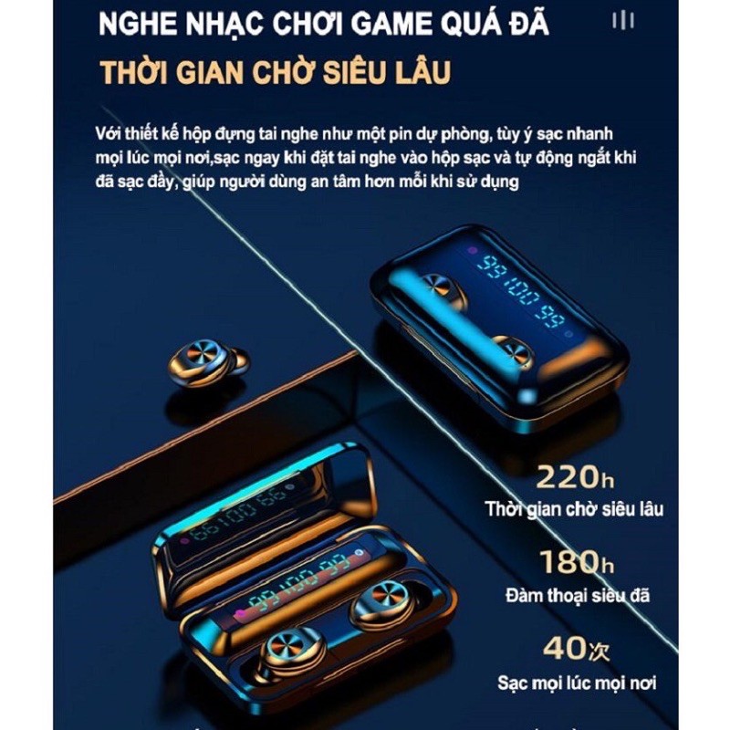 Tai Nghe Bluetooth AMOI F9-10 TWS Không Dây Pro Max 2020 phiên bản cao cấp| nút cảm ứng | Bluetooth 5.0 Hiển thị % pin