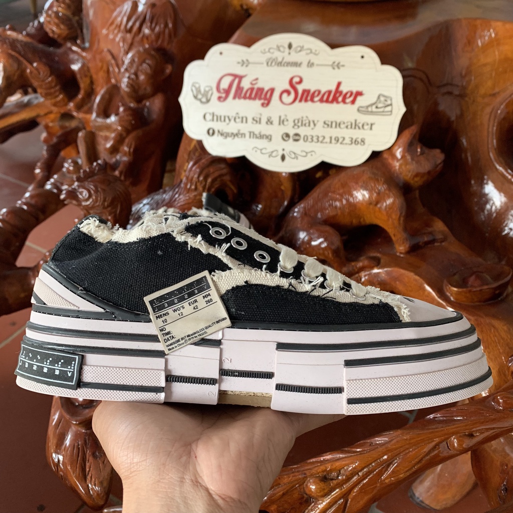 Giày Thể Thao 𝐗𝐯𝐞𝐬𝐬𝐞𝐥 đế gỗ Cv rách đen bản chuẩn   full size 36-43 mẫu mói 2023