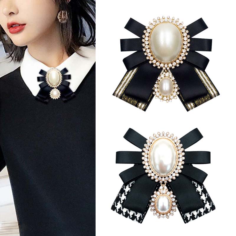 Cài Áo Hình Nơ Đính Ngọc Trai Thời Trang Cho Nữ