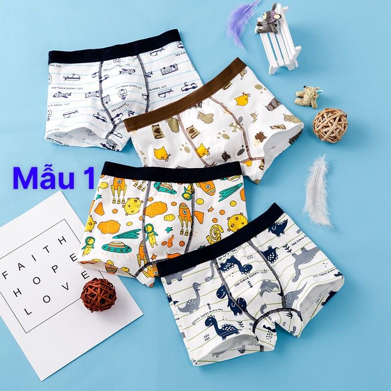 Quần lót đùi bé trai combo 4 quần chip cho bé quần đùi cotton cho bé trai từ 10-43kg  XS06