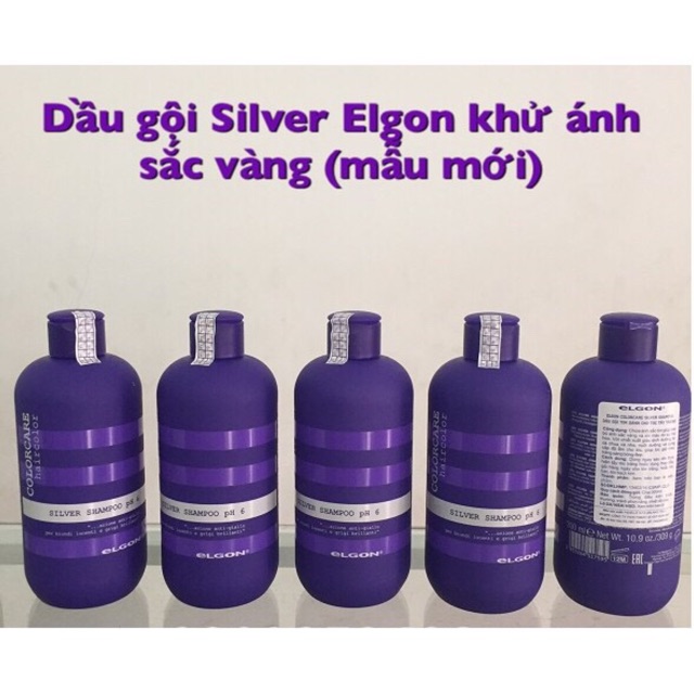 Dầu gội xả TÍM khử ánh vàng Elgon Silver Shampoo and Conditioner 300mlx2