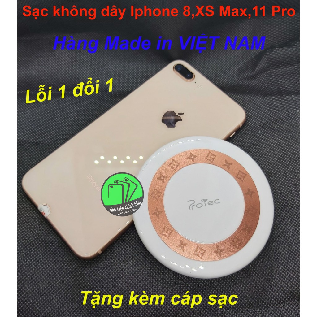 Đế sạc nhanh không dây Protec Iphone 8,8 Plus,X,XS,11,11 PRO....Tặng kèm cáp sạc