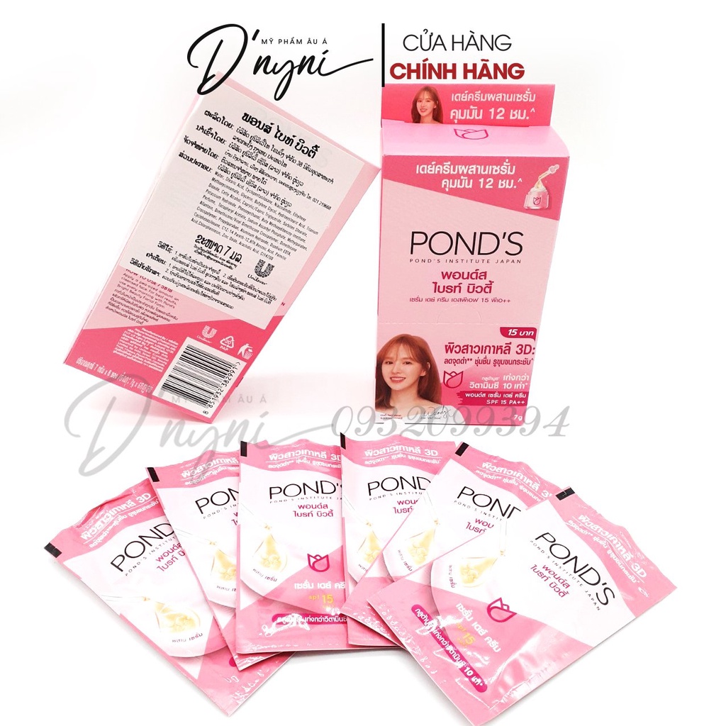 [Hộp 6 Gói] Kem Dưỡng Trắng Da Chống Nắng Ponds Bright Beauty Spf 15 Pa++ Thái Lan 7g