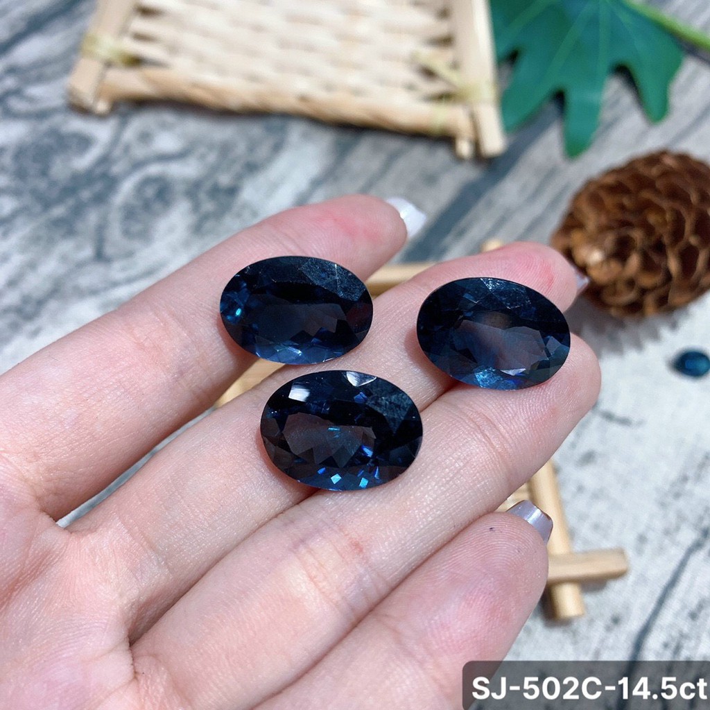 Mặt Đá Topaz London Oval Xanh Đủ Size