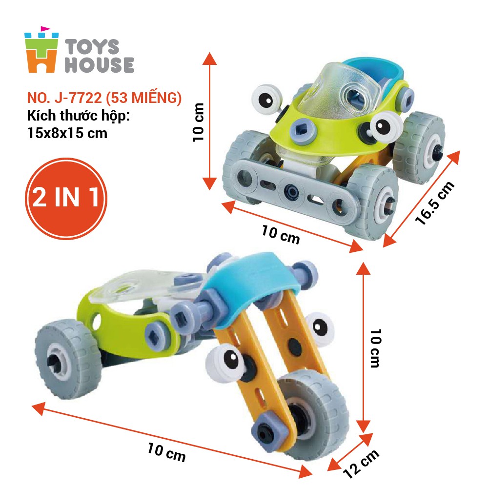 Đồ chơi giáo dục phát triển kỹ năng Stem lắp ghép Build&amp;Play  mô hình xe mềm cho bé 2 trong 1 - Toyshouse