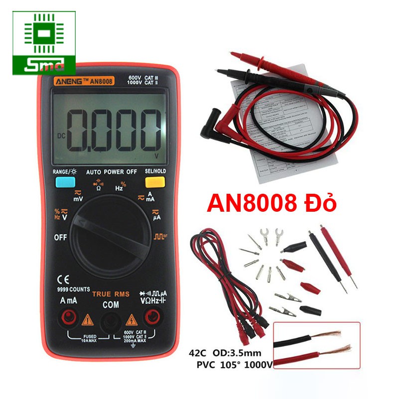 Đồng hồ vạn năng Aneng AN8008 đo tụ, trở, điện áp và dòng điện AC/DC